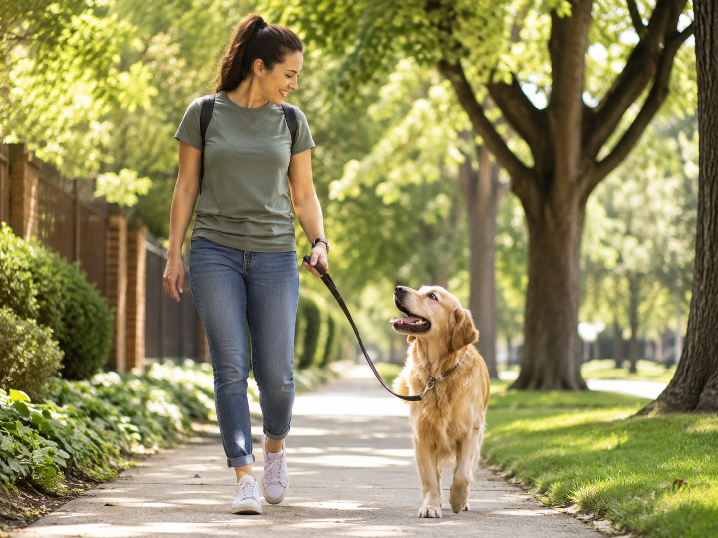 Paseo individual con cuidadora y perro